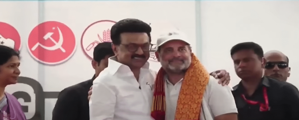 MK Stalin joins Rahul Gandhi’s Bihar rally.